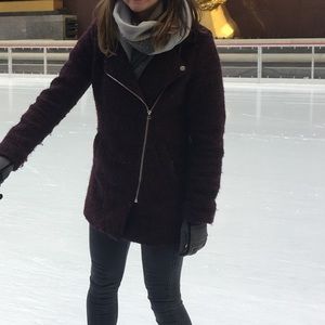 H&M Maroon Asymmetrical Wool Coat